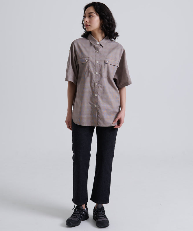 ポプリン半袖 ダブルポケットシャツ/PLAID POPLIN DOUBLE PK SHIRTS