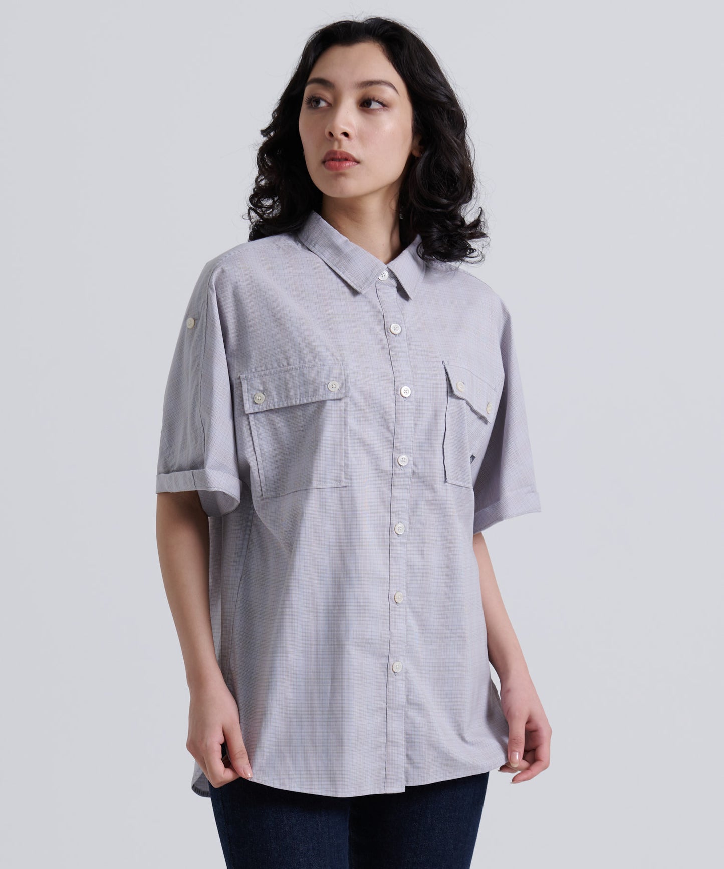 ポプリン半袖 ダブルポケットシャツ/PLAID POPLIN DOUBLE PK SHIRTS