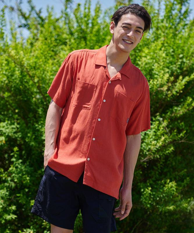 リネン混 半袖キャンプシャツ/SS EB LINEN BLEND CAMP SHIRT