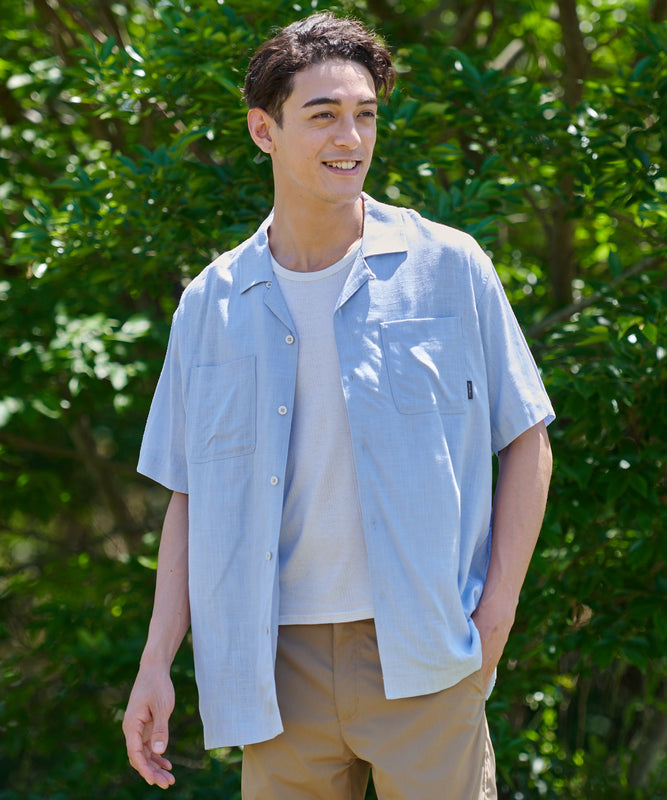 リネン混 半袖キャンプシャツ/SS EB LINEN BLEND CAMP SHIRT