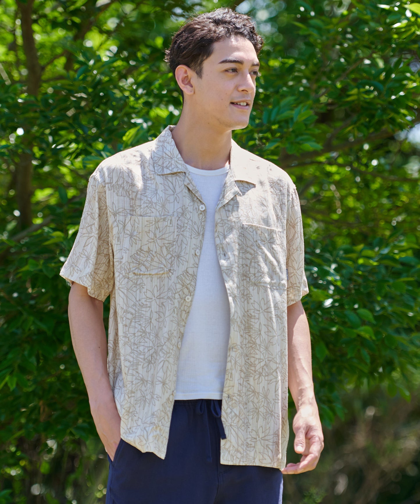 リネン混 半袖キャンプシャツ/SS EB LINEN BLEND CAMP SHIRT