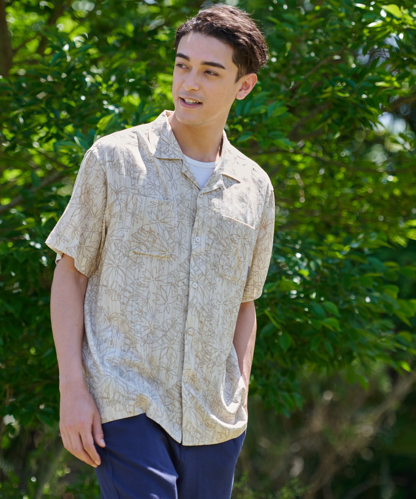 リネン混 半袖キャンプシャツ/SS EB LINEN BLEND CAMP SHIRT