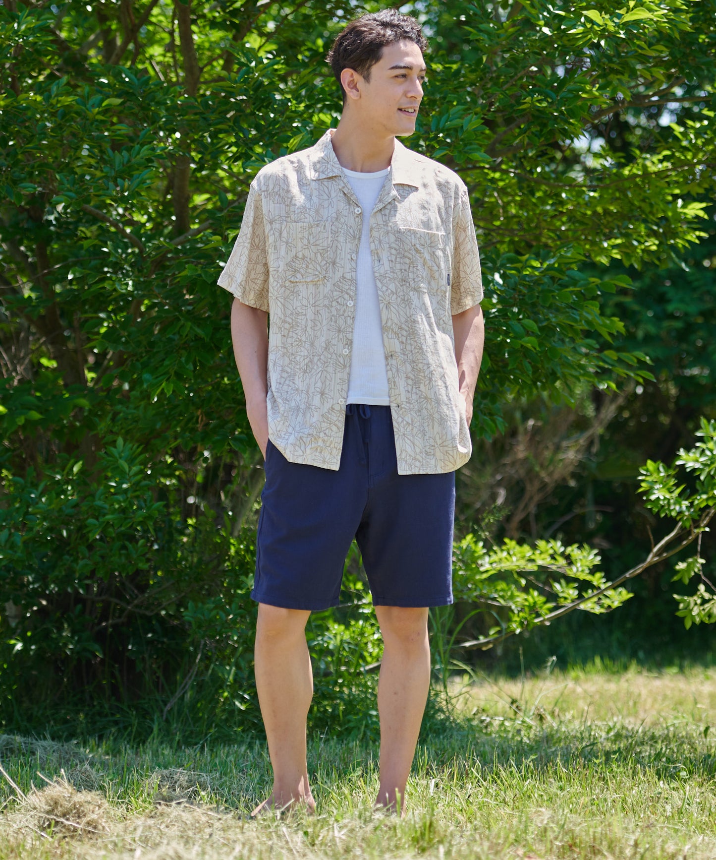 リネン混 半袖キャンプシャツ/SS EB LINEN BLEND CAMP SHIRT