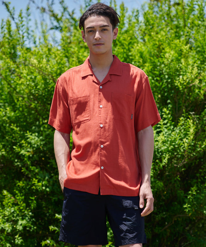 リネン混 半袖キャンプシャツ/SS EB LINEN BLEND CAMP SHIRT