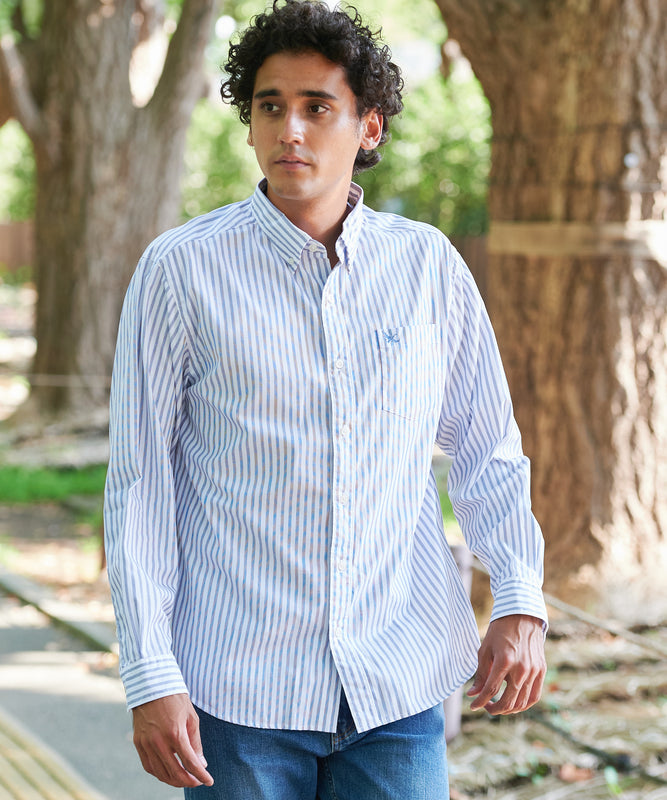 ブロード ストライプ 刺繍シャツ/BROAD STRIPE EMB SHIRTS