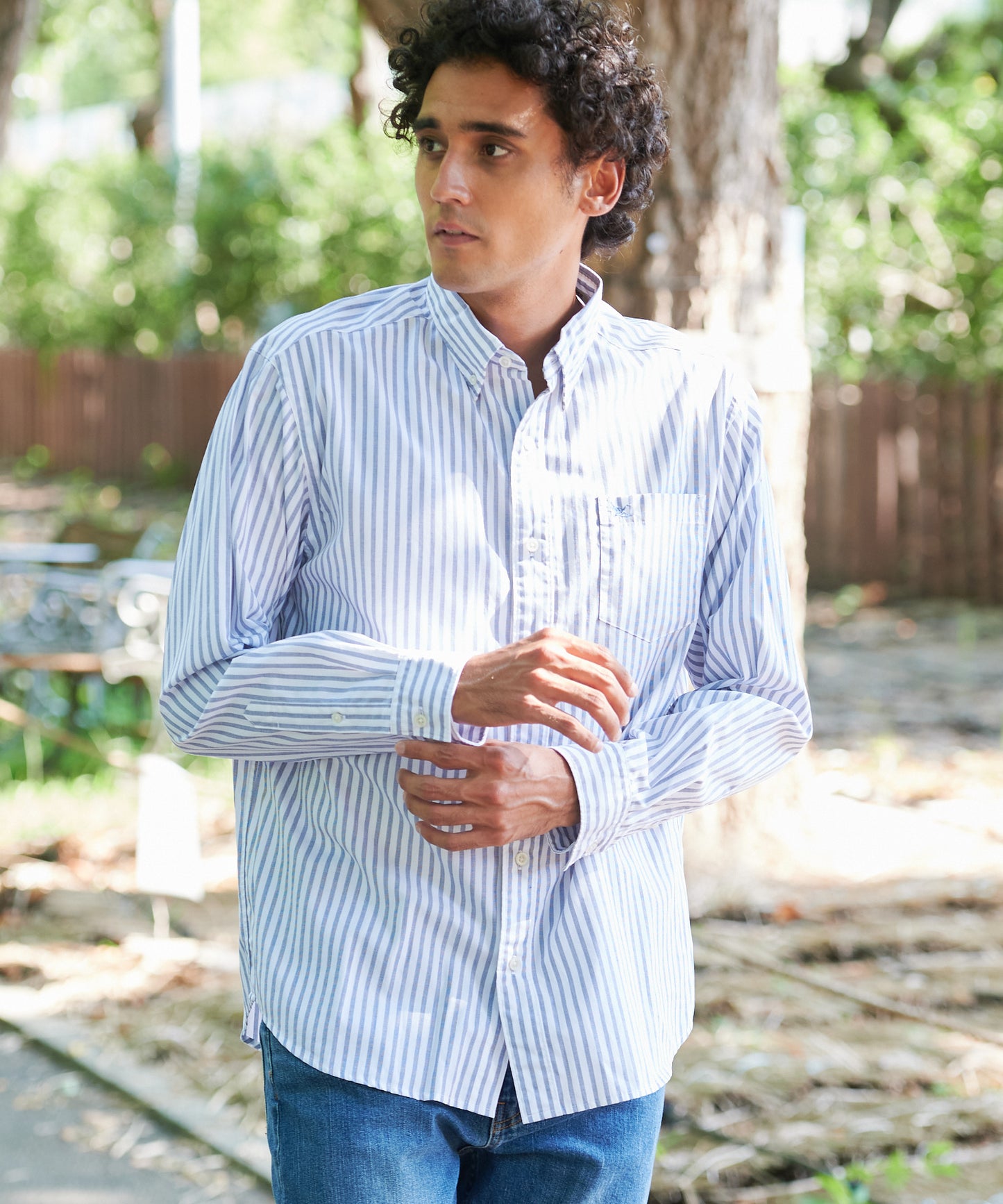 ブロード ストライプ 刺繍シャツ/BROAD STRIPE EMB SHIRTS