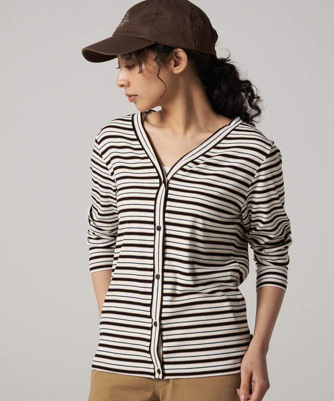 エッセンシャルズ リブ 長袖カーディガン/ESSENTIALS RIBBED LS CARDIGAN