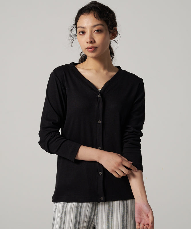 エッセンシャルズ リブ 長袖カーディガン/ESSENTIALS RIBBED LS CARDIGAN