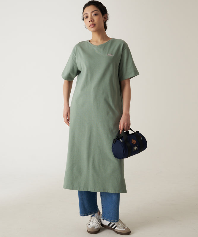 Vネック 半袖Tシャツワンピース