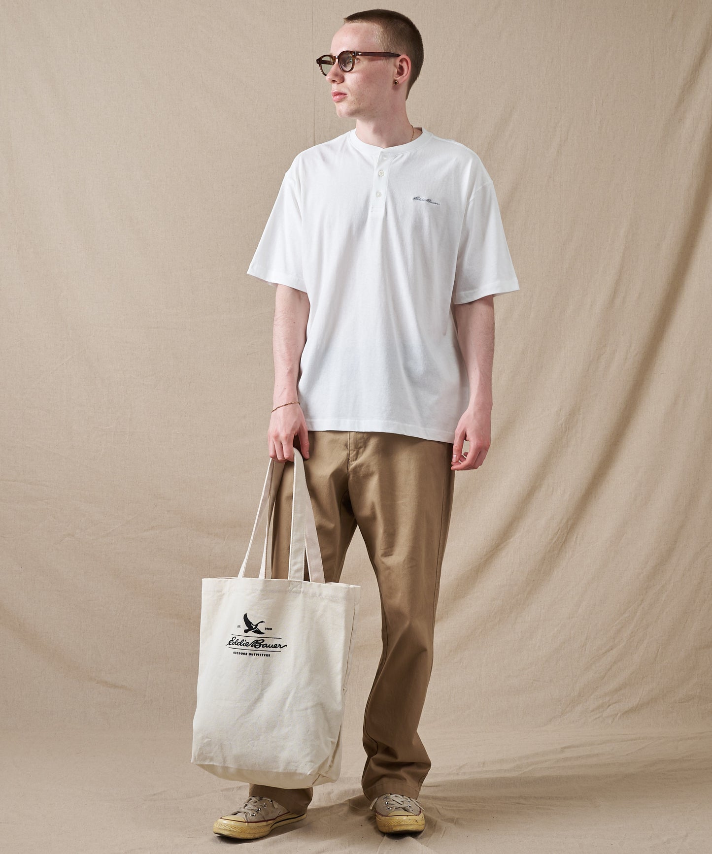 クラシック ロゴ刺繡 ヘンリーネックTシャツ/CLASSIC LOGO EMB HENRY TEE