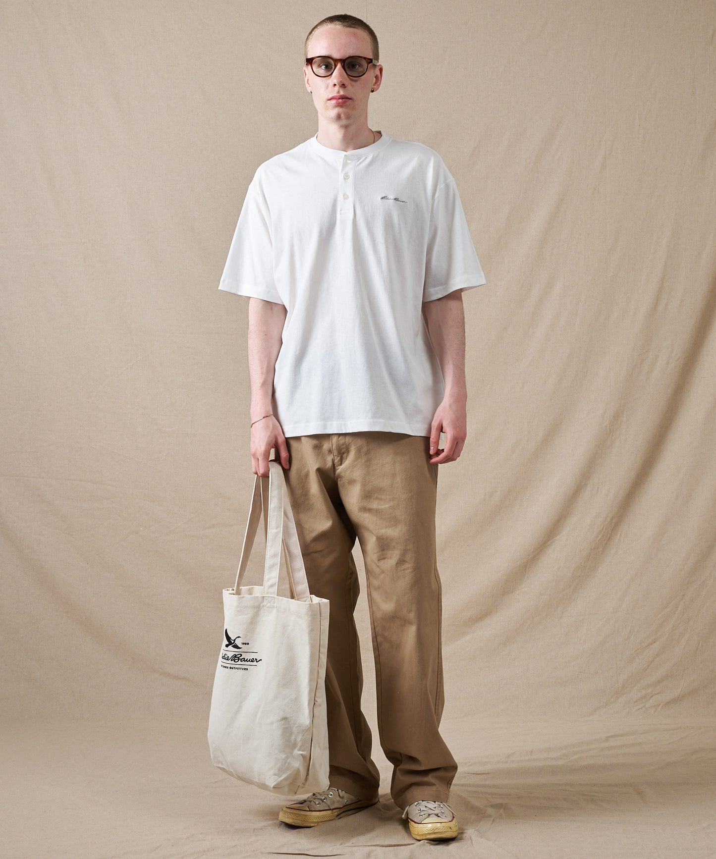 クラシック ロゴ刺繡 ヘンリーネックTシャツ/CLASSIC LOGO EMB HENRY TEE