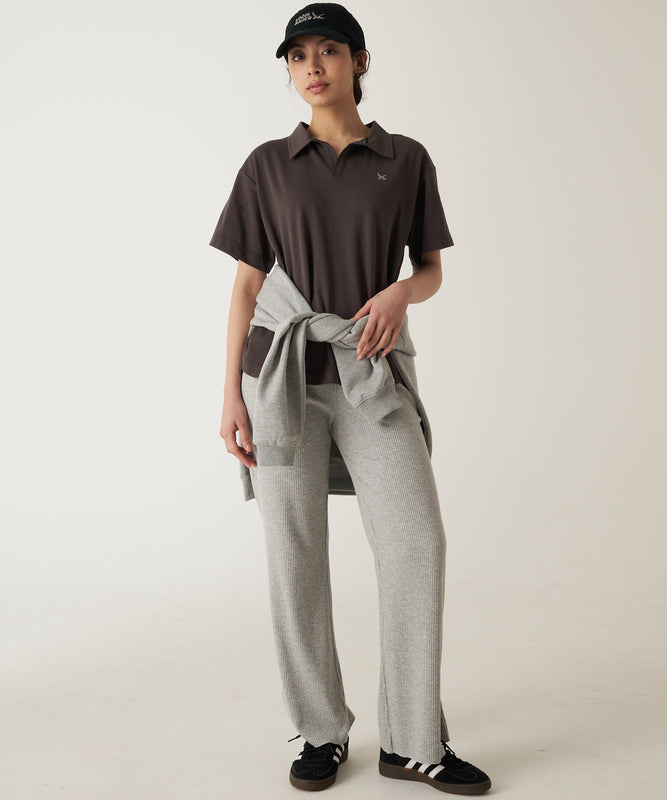リブ ストレートパンツ/RIBBED STRAIGHT PANTS