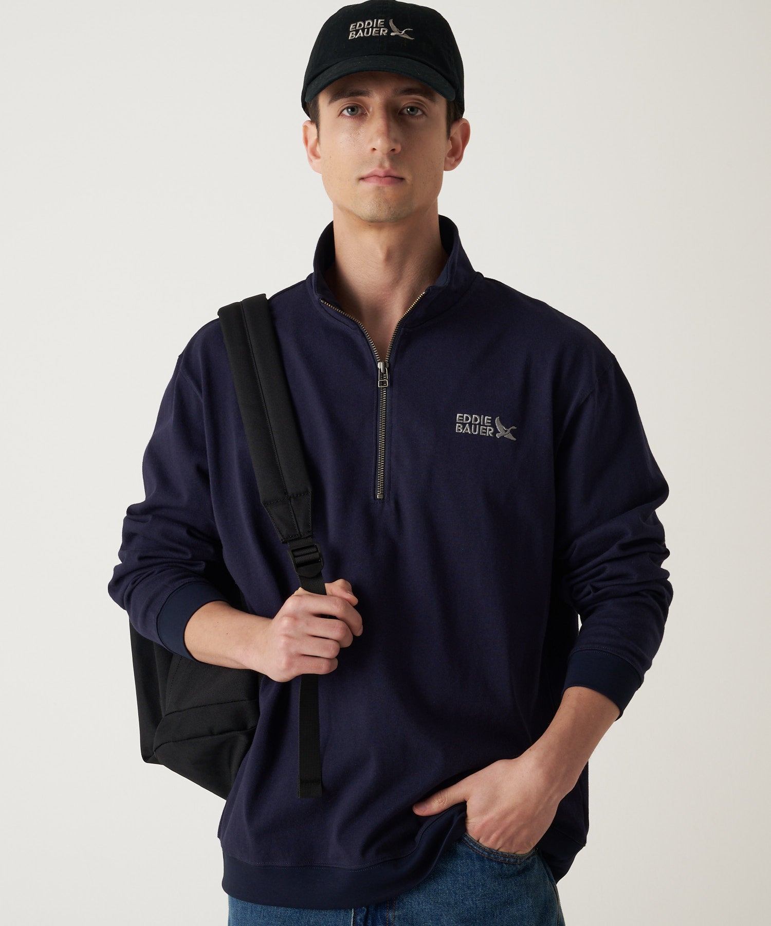 EBロゴ ハーフジップ 長袖Tシャツ/EB LOGO HALF-ZIP LS TEE