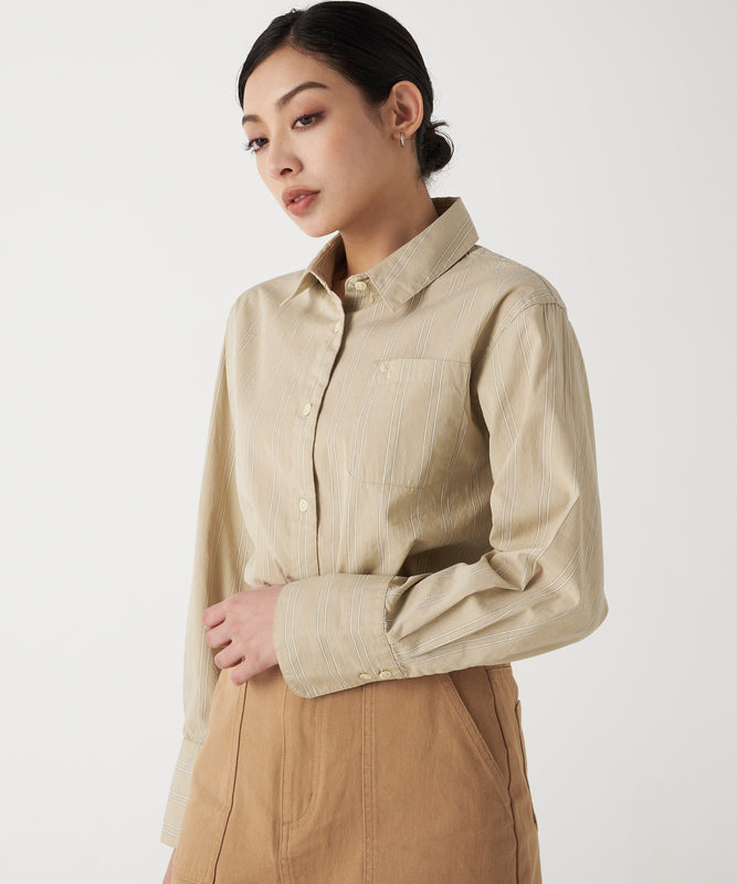 ストライプコットン 長袖シャツ