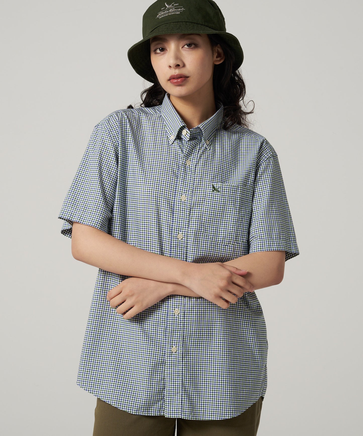 刺繍 ボタンダウン 半袖シャツ/EMB SSBD SHIRT
