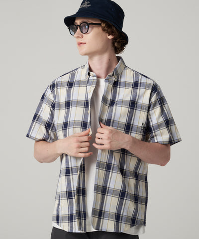 コットンリネン 半袖チェックシャツ/COTTON/LINEN SS CHECK SHIRT