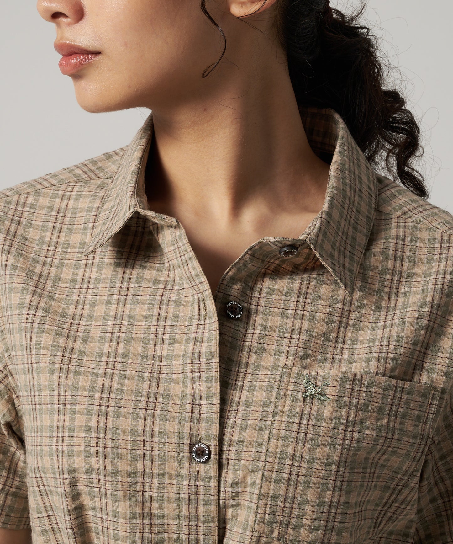 プレイド 半袖シャツチュニック/SS PLAID SHIRT TUNIC
