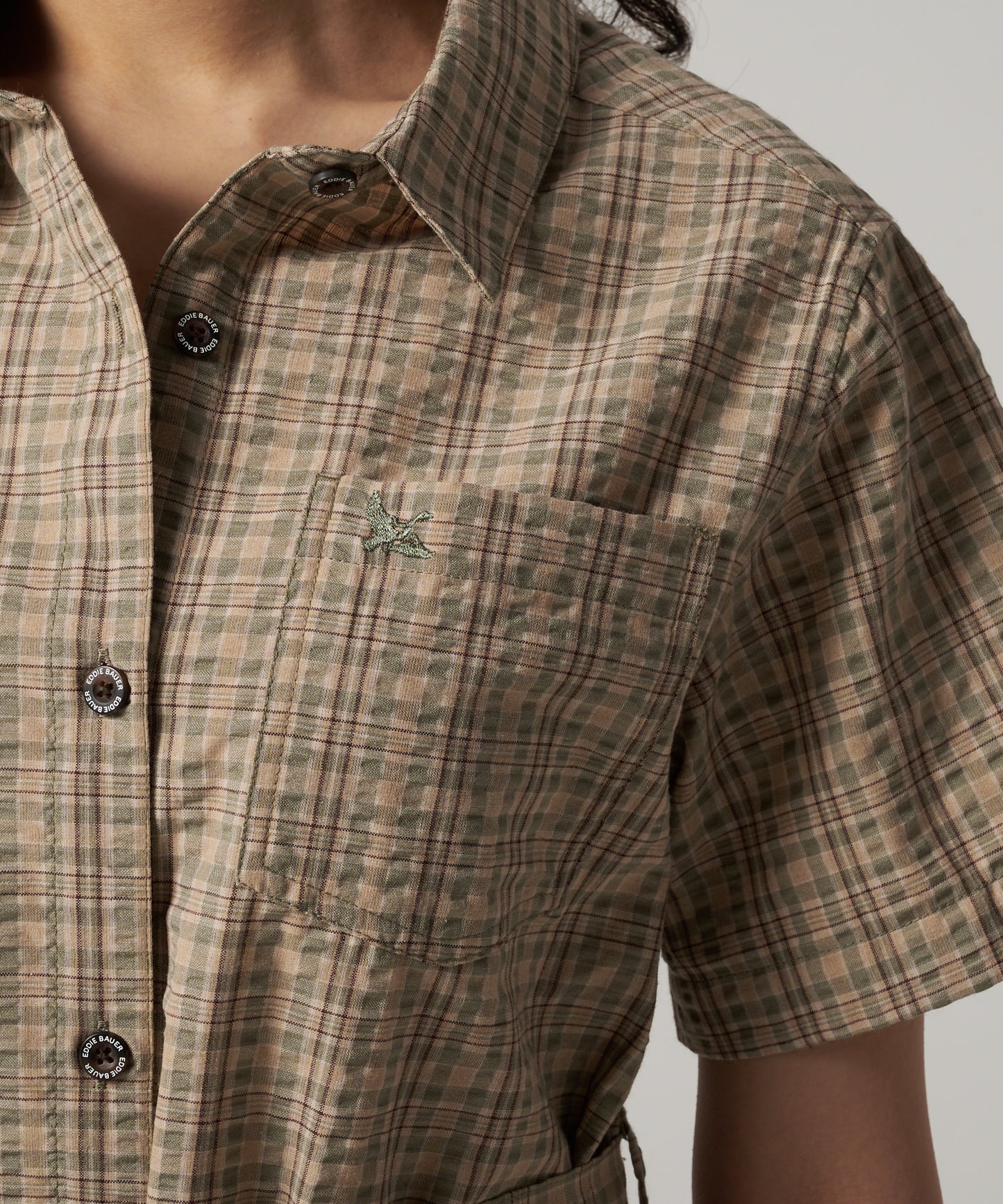 プレイド 半袖シャツチュニック/SS PLAID SHIRT TUNIC