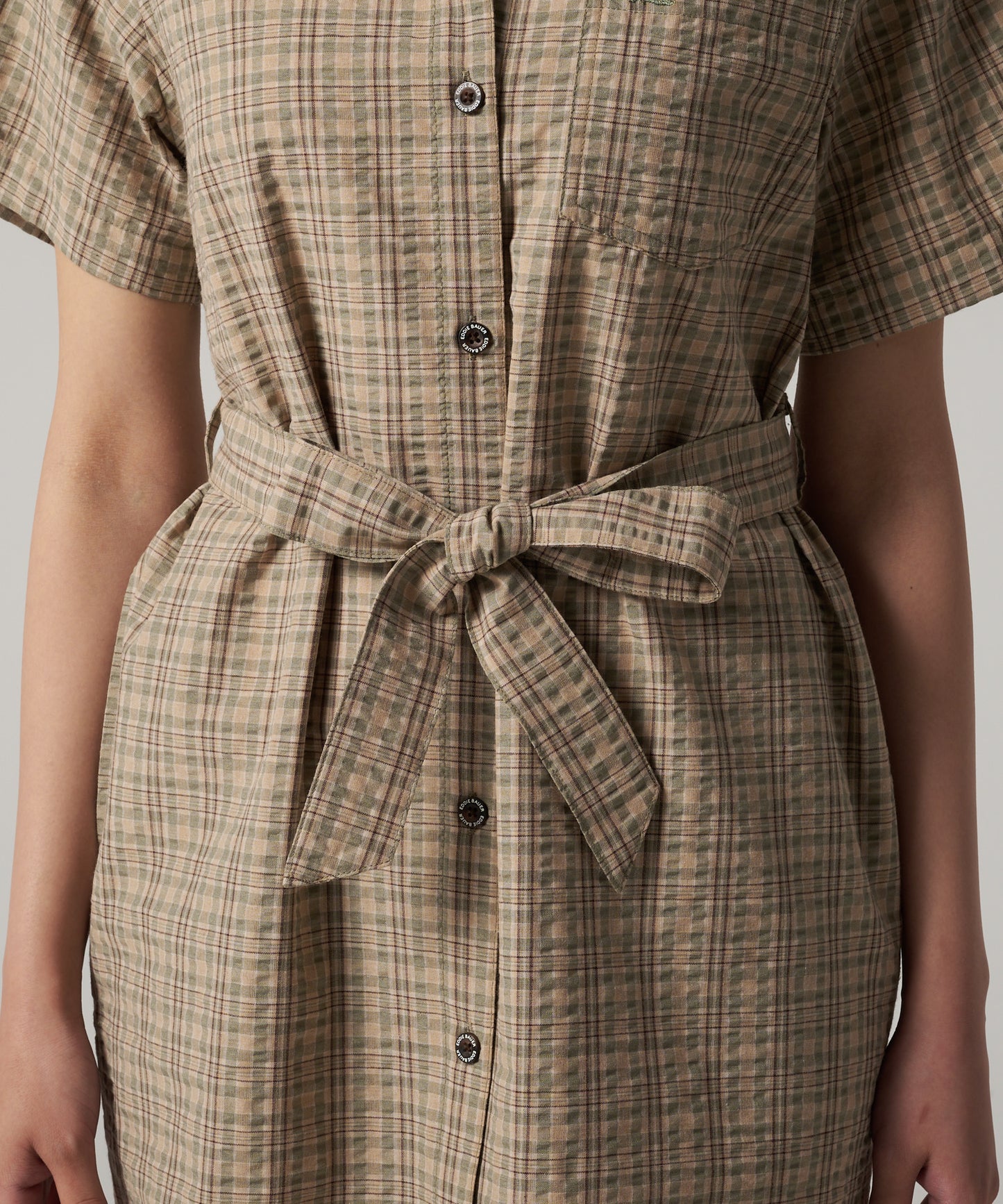 プレイド 半袖シャツチュニック/SS PLAID SHIRT TUNIC