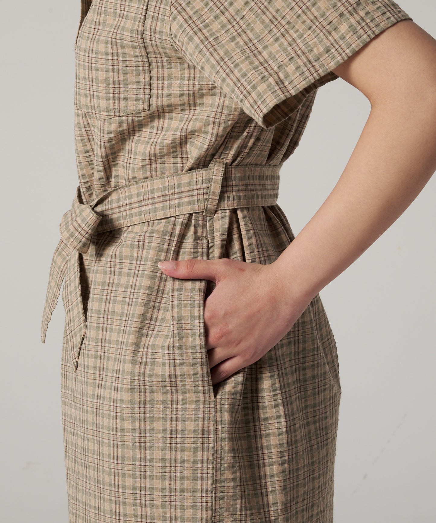 プレイド 半袖シャツチュニック/SS PLAID SHIRT TUNIC