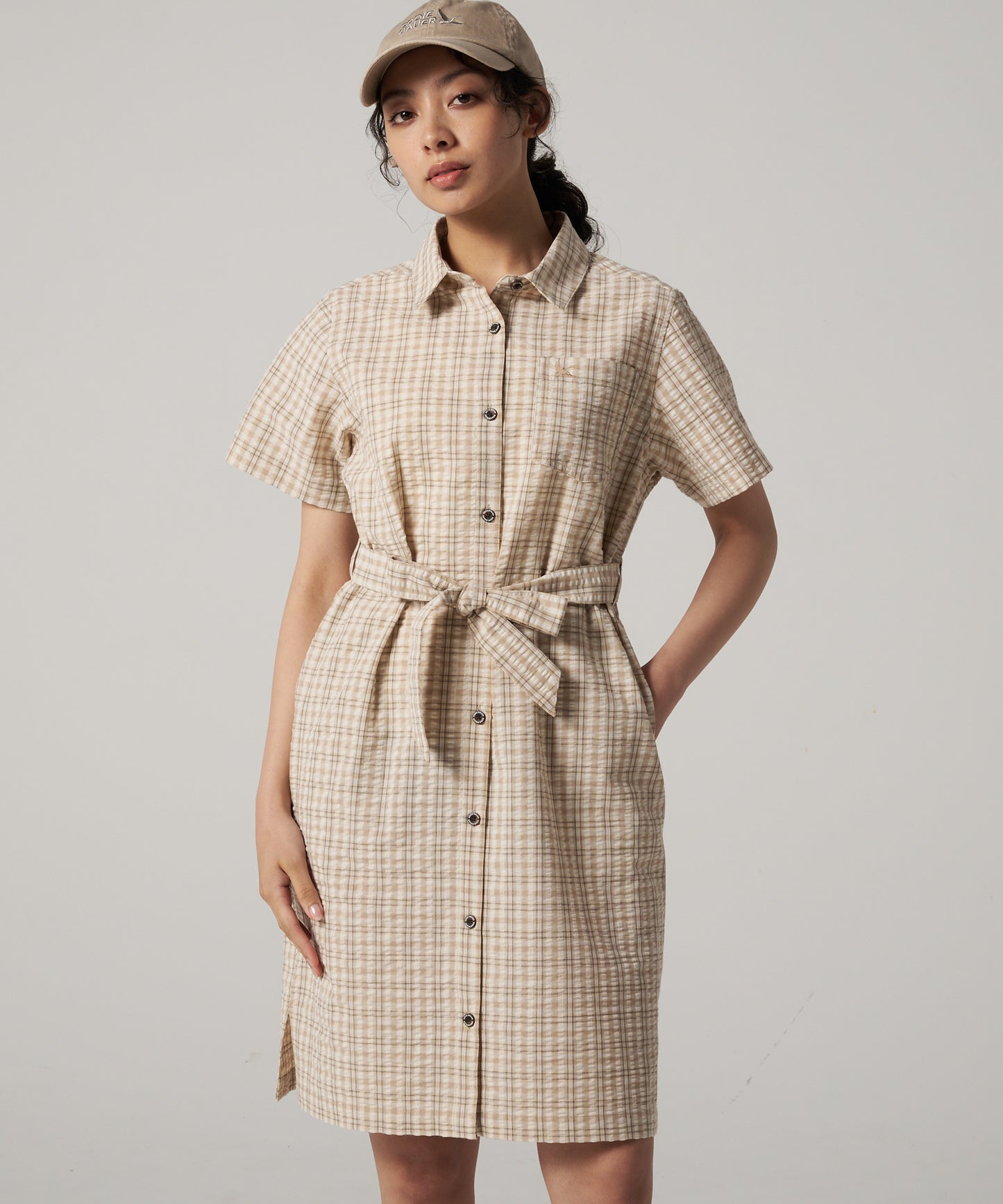 プレイド 半袖シャツチュニック/SS PLAID SHIRT TUNIC