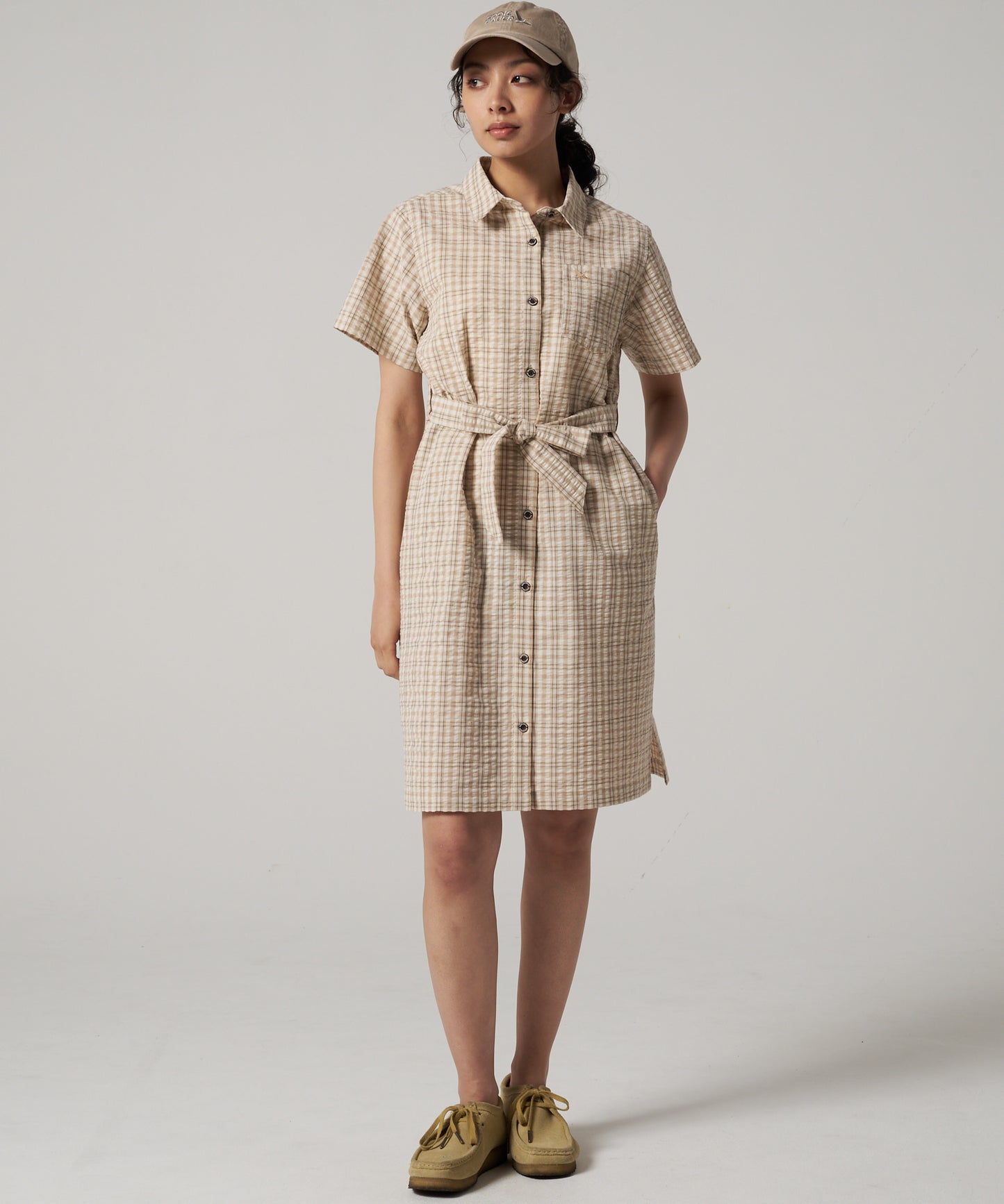 プレイド 半袖シャツチュニック/SS PLAID SHIRT TUNIC