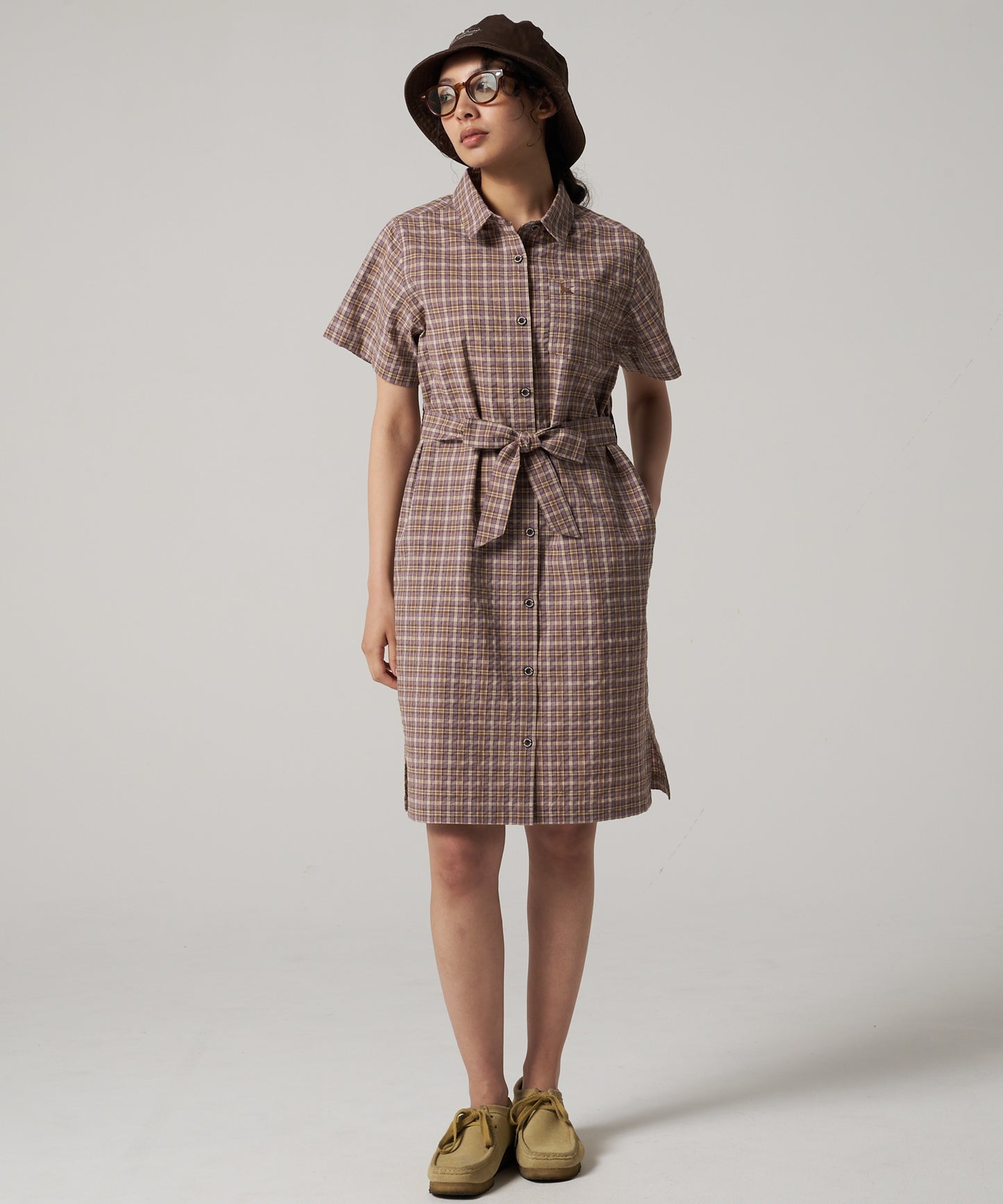 プレイド 半袖シャツチュニック/SS PLAID SHIRT TUNIC