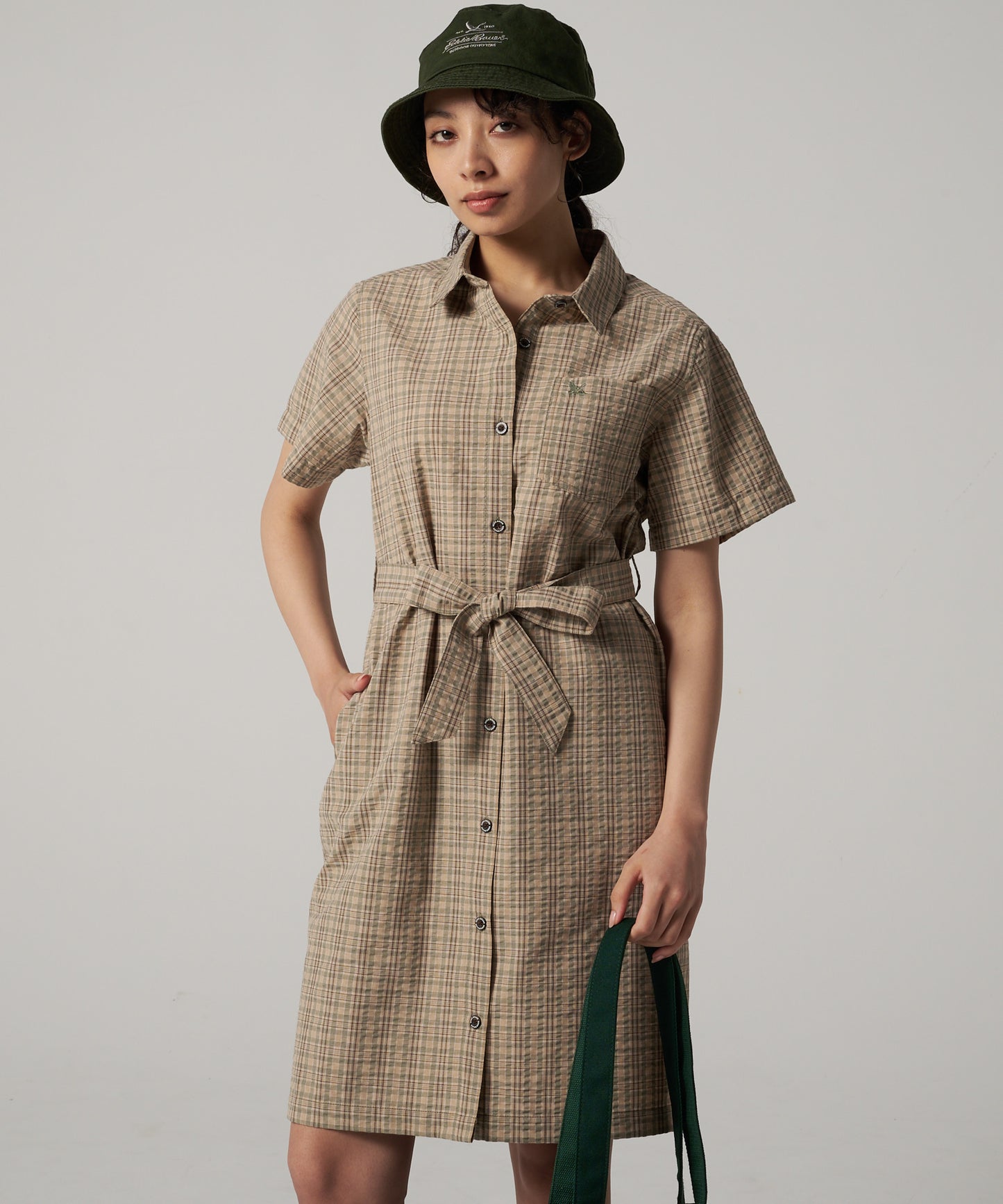 プレイド 半袖シャツチュニック/SS PLAID SHIRT TUNIC