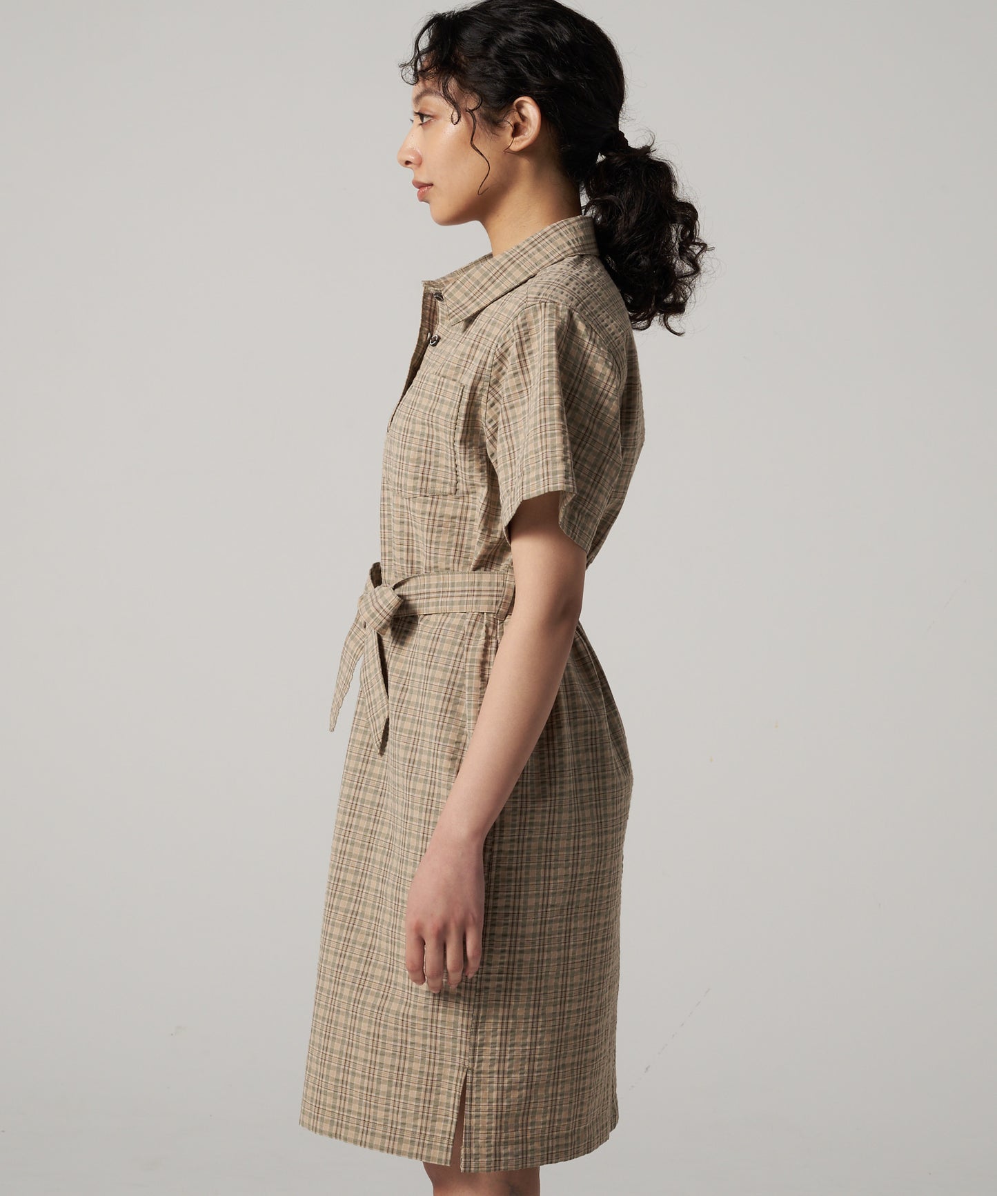 プレイド 半袖シャツチュニック/SS PLAID SHIRT TUNIC