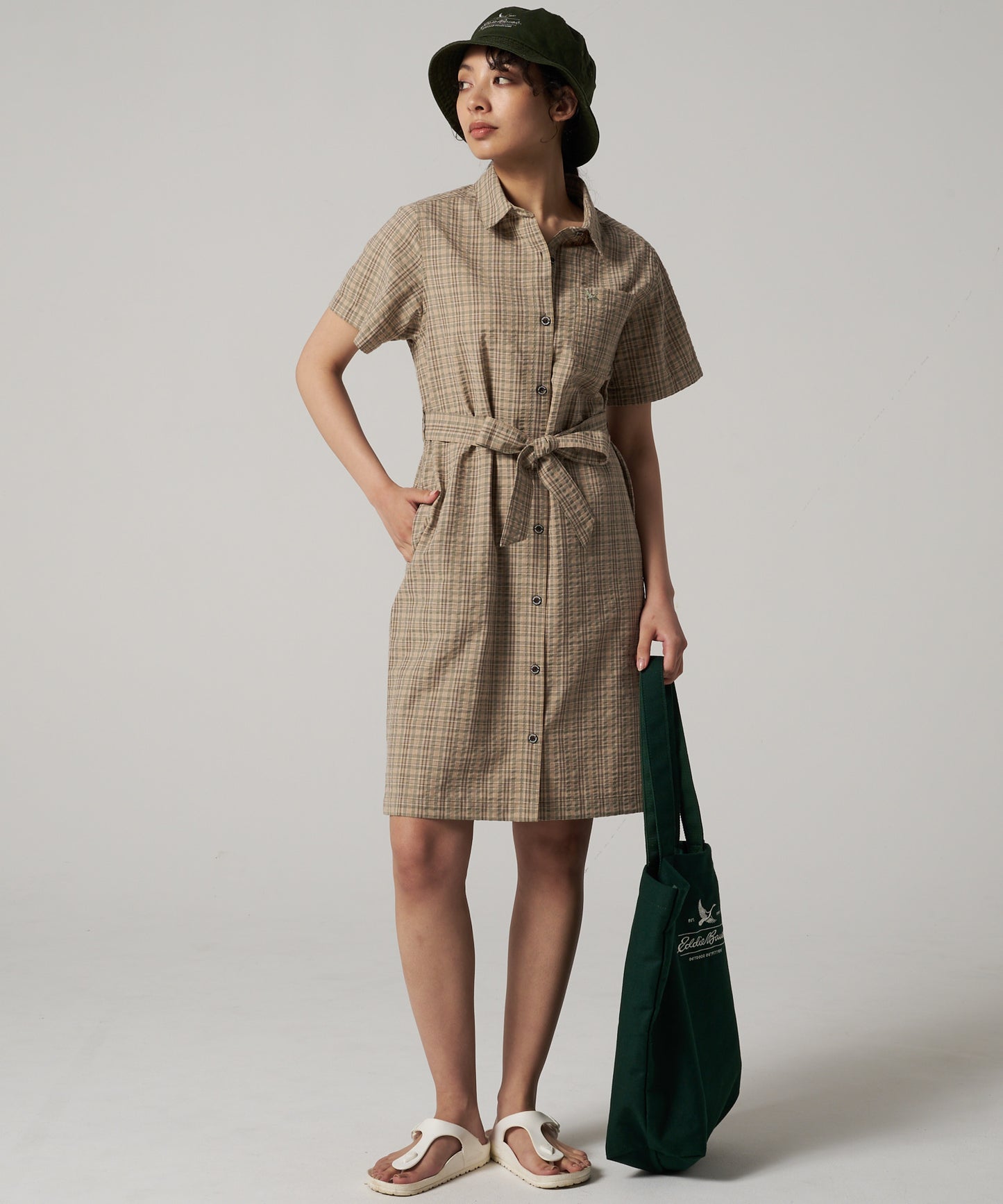 プレイド 半袖シャツチュニック/SS PLAID SHIRT TUNIC