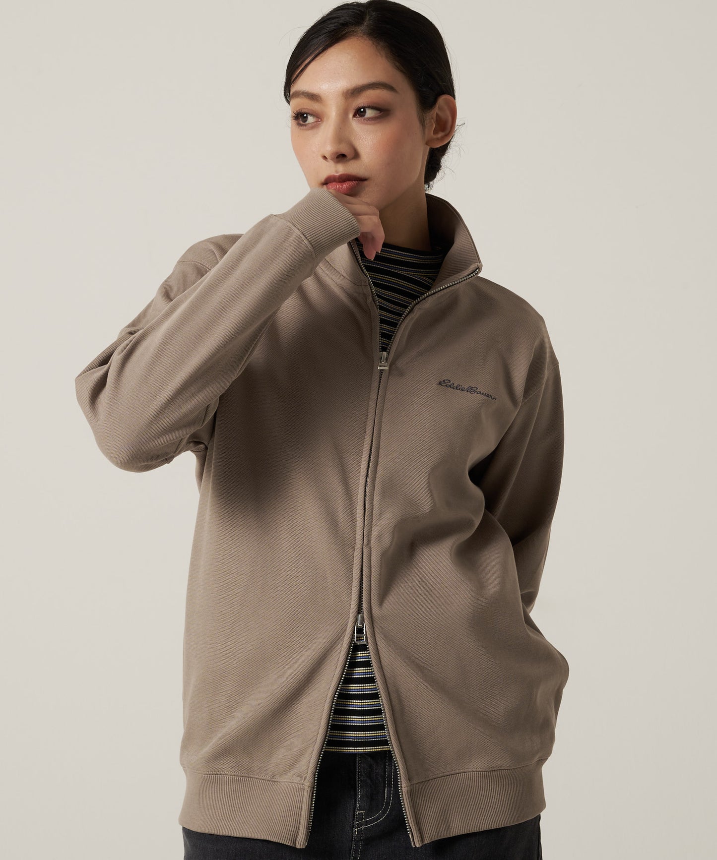 ダブルフェイスカノコ ジップアップ カーディガン/W-PIQUE ZIP-UP CARDIGAN