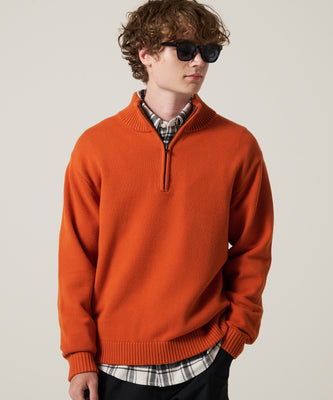 クォータージップ モックセーター/QUARTER ZIP MOCK SWEATER