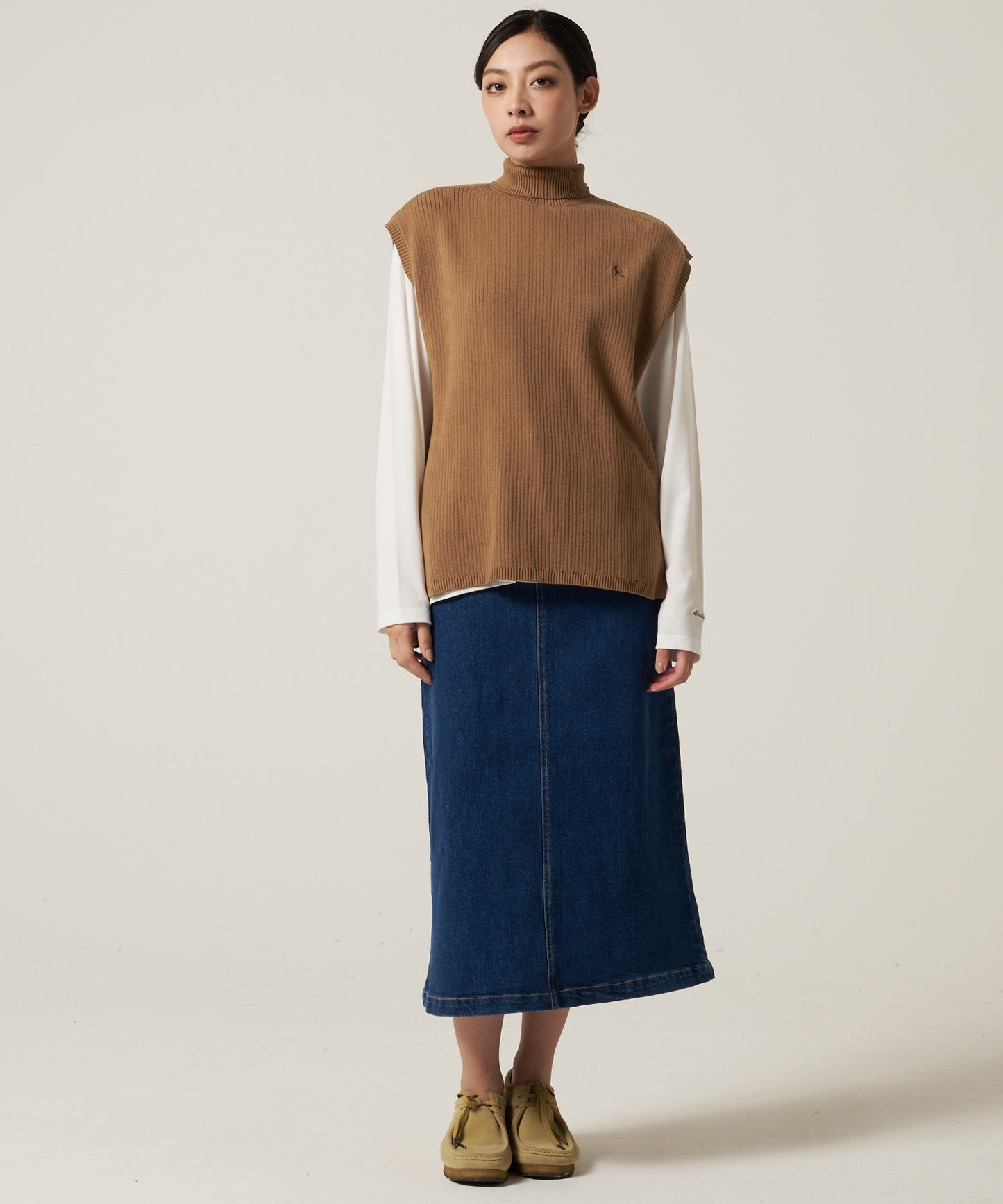 モックネック ニットベスト ＆ インナーTシャツ セット /MOCK NECK KNIT VEST & INNER TEE