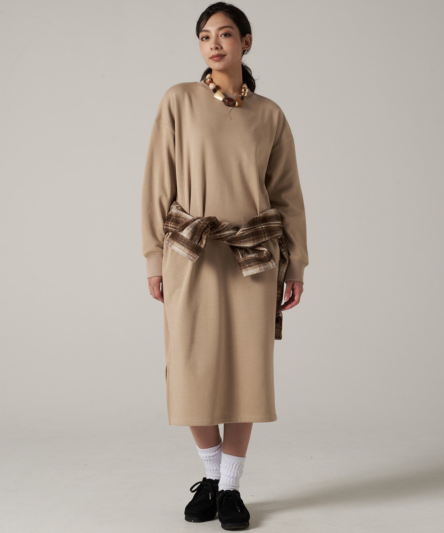 シャギー ライニング 長袖ワンピース /SHAGGY LINING LS DRESS