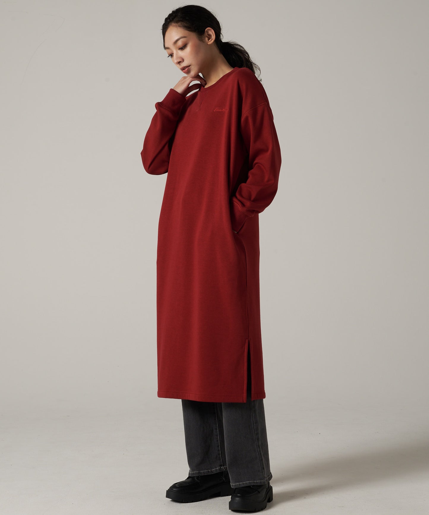 シャギー ライニング 長袖ワンピース /SHAGGY LINING LS DRESS