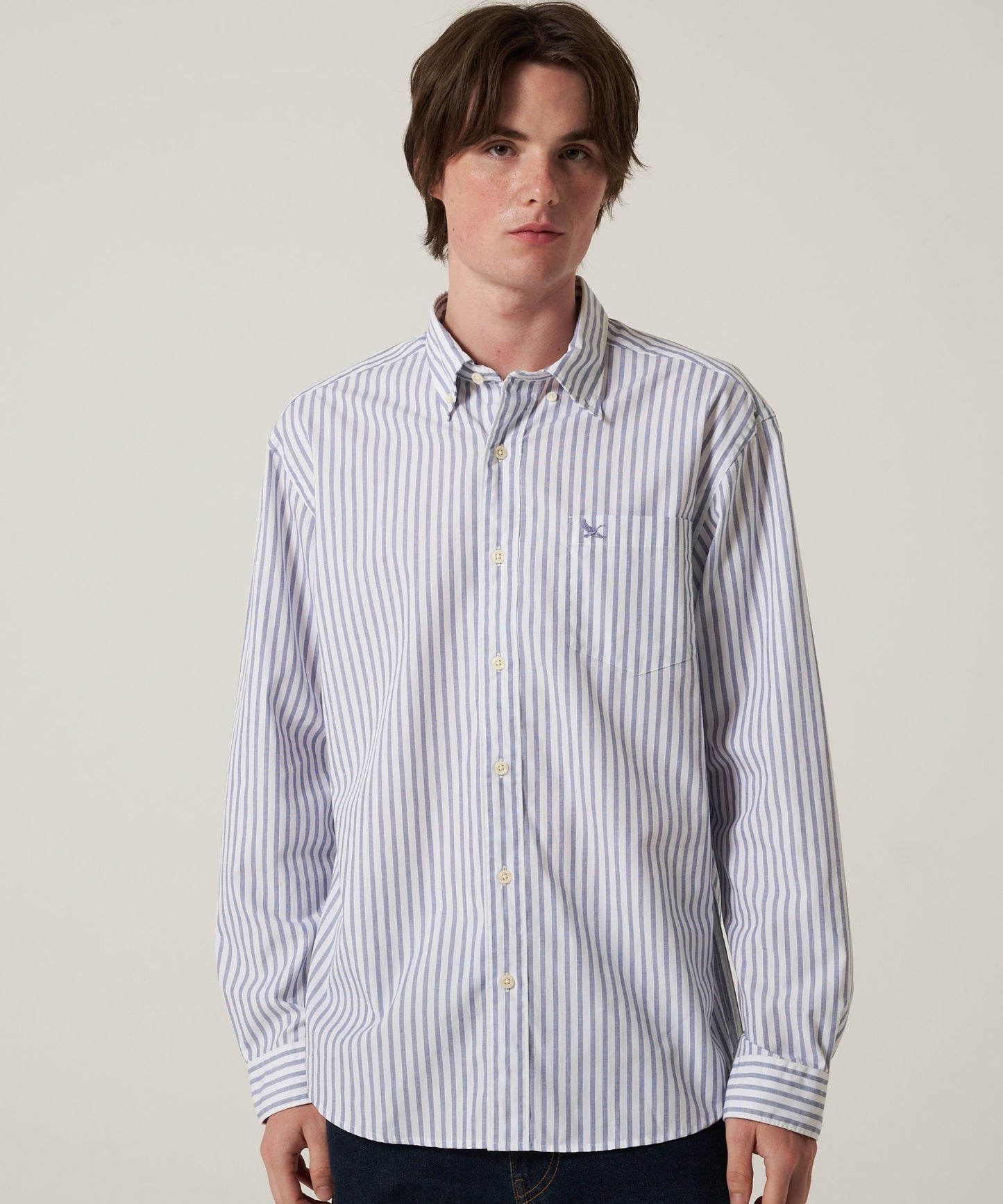ブロード ストライプ 刺繡シャツ/BROAD STRIPE EMB SHIRTS