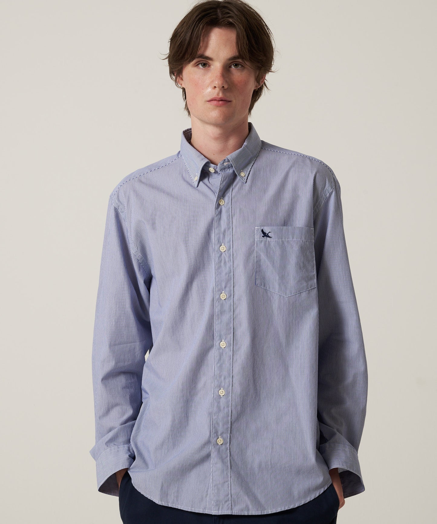 ブロード ストライプ 刺繡シャツ/BROAD STRIPE EMB SHIRTS