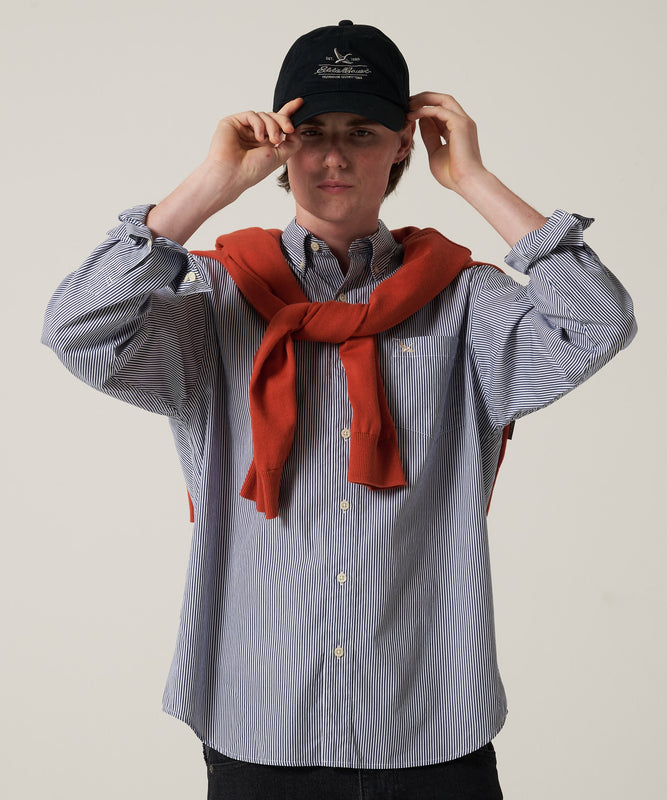 ブロード ストライプ 刺繡シャツ/BROAD STRIPE EMB SHIRTS